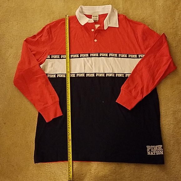 VS PINK Red and Blue Rugby Top - Picture 2 of 3